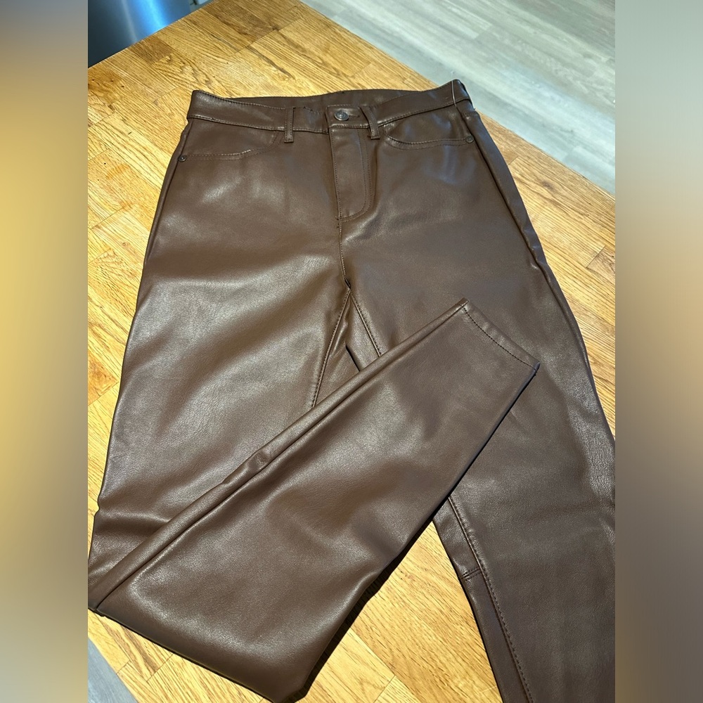 Free People Brown Pleather Straight Leg